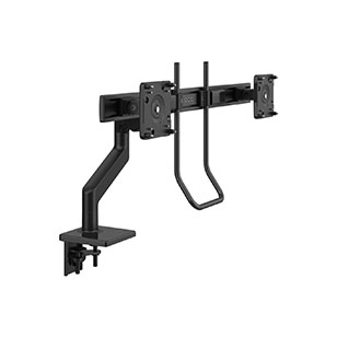 Bras de moniteur M8.1 avec barre transversale et poignée, base de montage à pince en deux pièces, noir avec garniture noire