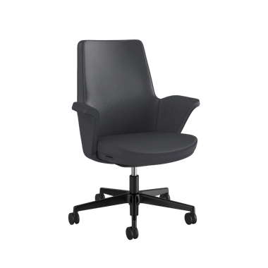 Chaise Summa avec dossier en cuir rembourré de couleur Slate- Maribo (cuir exempt de chrome)