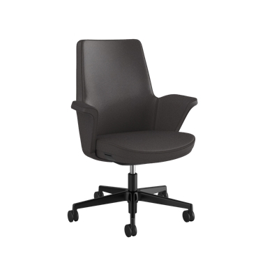 Chaise Summa avec dossier en cuir rembourré de couleur Espresso- Maribo (cuir exempt de chrome)