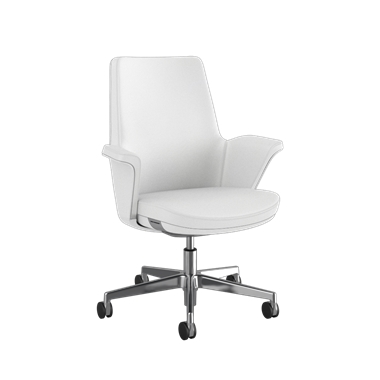 Chaise Summa avec dossier en cuir rembourré de couleur Frost- Maribo (cuir exempt de chrome)