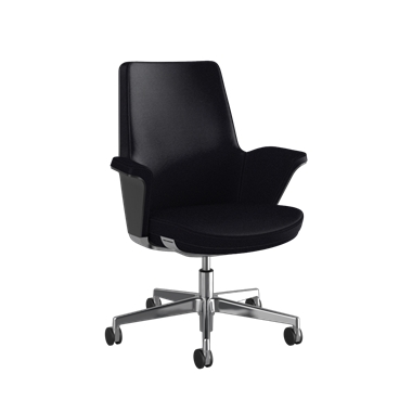Chaise Summa avec dossier en bois d’ébène et Couleur du cuir :  Carbon- Maribo (cuir exempt de chrome)