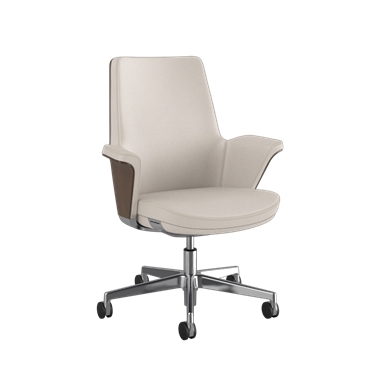 Chaise Summa avec dossier en bois de noyer de couleur Bone- Maribo (cuir exempt de chrome)